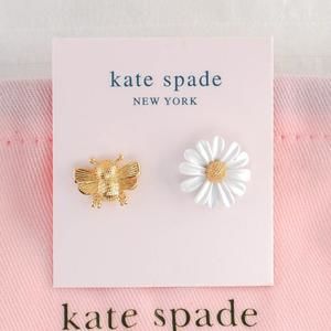 Kate Spade Flower & Bee Mismatched Stud Earrings (with Dust Bag) Brand New